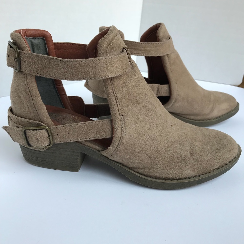 Soft Brown Suede cut out booties